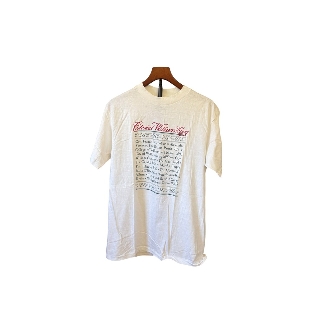 NWOT Vtg 90s Hanes Beefy-T Colonial Williamsburg T‎ Shirt USA single stitch L